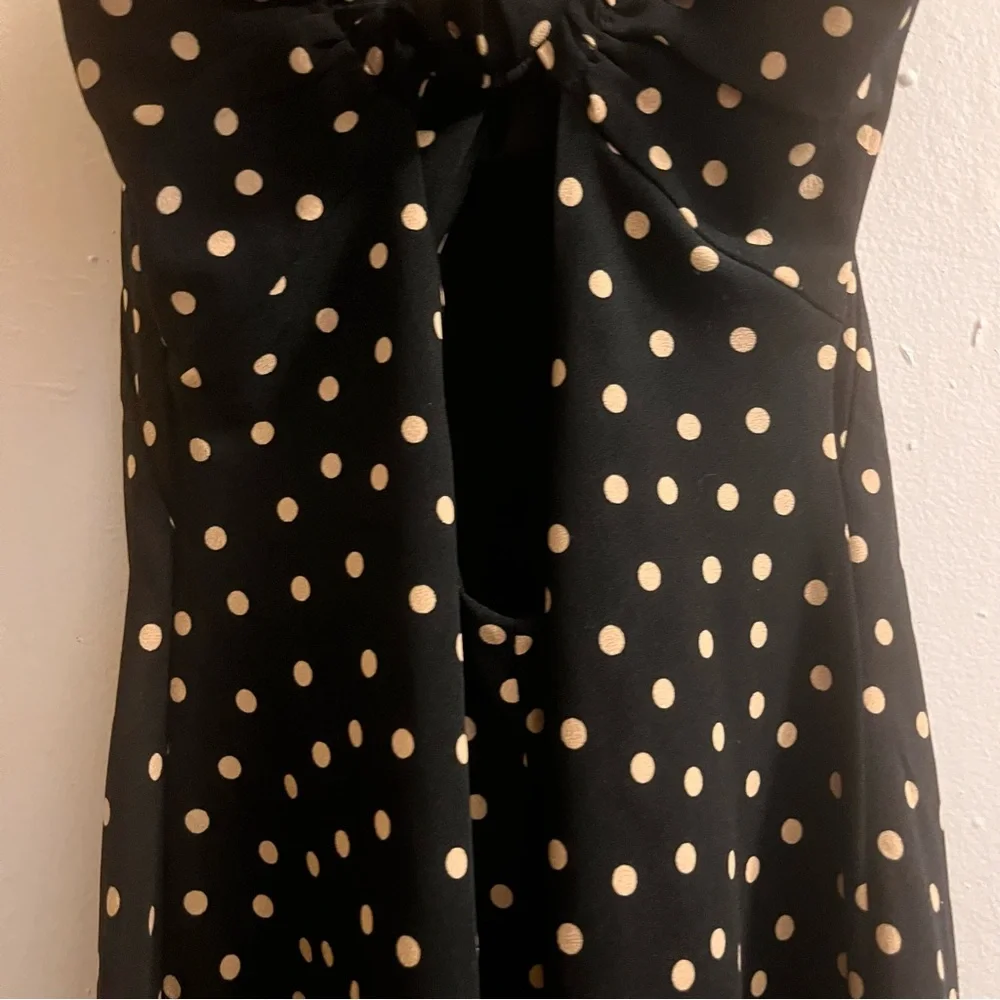 abercrombie & fitch black & white polka dot sleeveless backless midi dress
